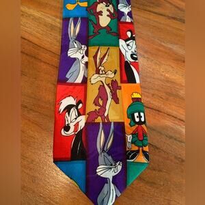 Vintage Looney Tunes Mania Warner Brothers men’s tie Bugs Bunny & more
